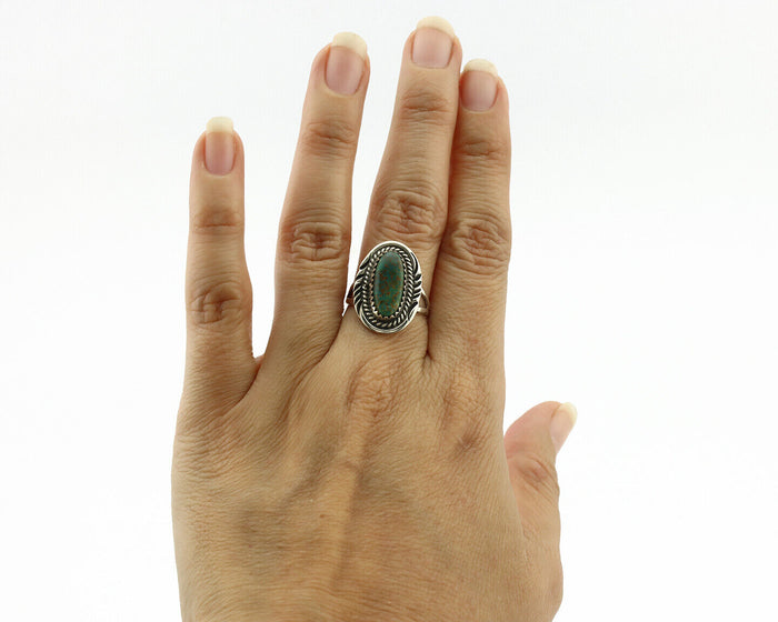 Navajo Ring .925 Silver Turquoise Mountain Native American Artist C.1980's