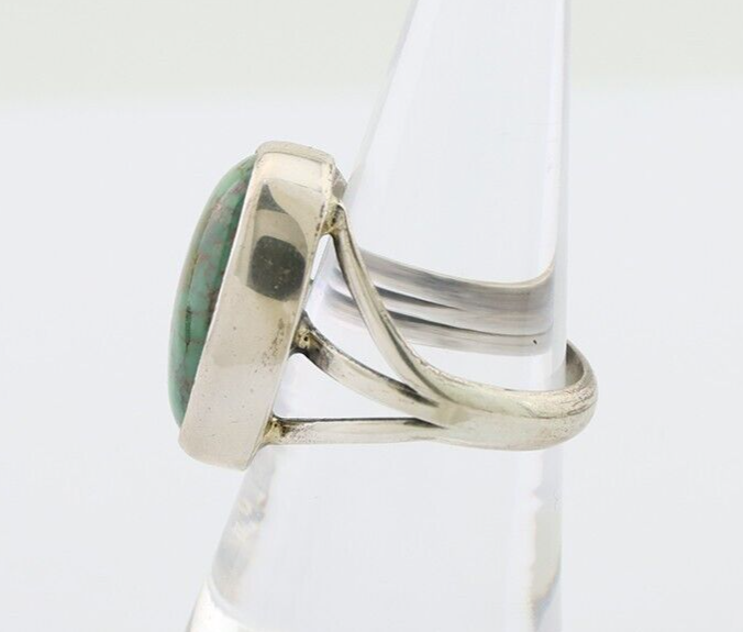Navajo Ring 925 Silver Turquoise Native American Artist Size 8.0 C.80's