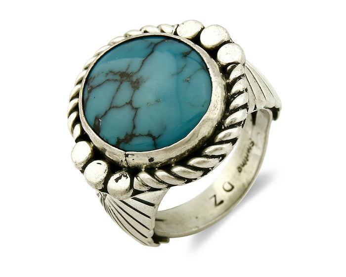 Navajo Ring .925 SOLID Silver China Mountain Turquoise Signed Doug Zachary C.80