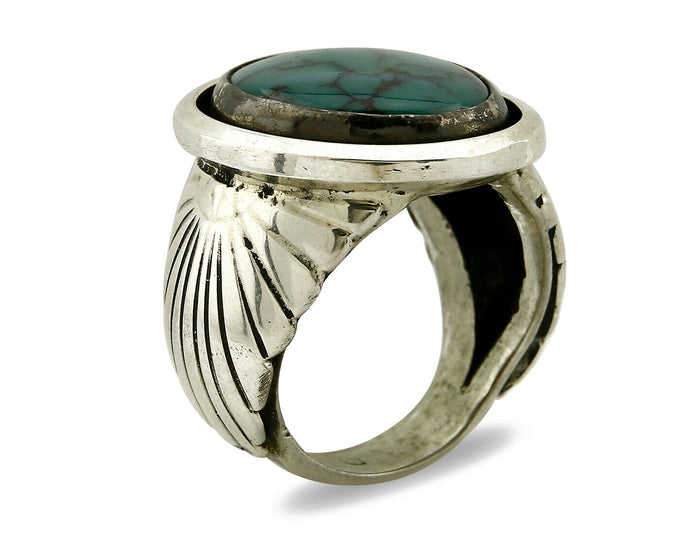 Navajo Ring .925 SOLID Silver China Mountain Turquoise Signed Doug Zachary C.80