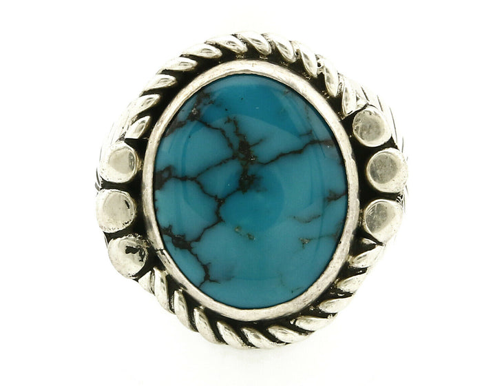Navajo Ring .925 SOLID Silver China Mountain Turquoise Signed Doug Zachary C.80