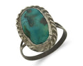 Navajo Ring 925 Sterling Natural Turquoise Native Artist C.80's Size 6.75