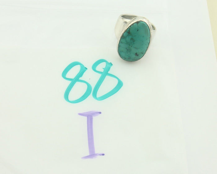 Navajo Ring 925 Sterling Turquoise Handmade Signed M Montoya C.80's Size 8.5