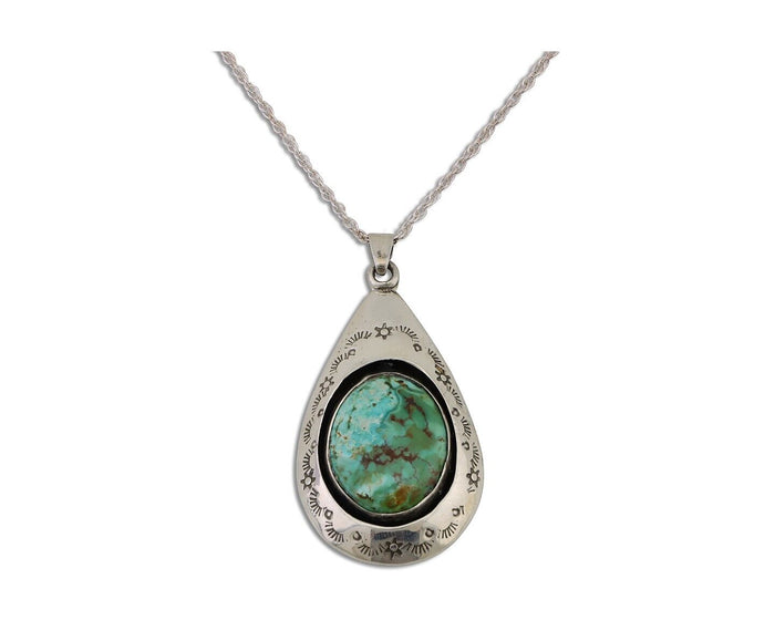Navajo Royston Turquoise Necklace 925 Silver Artist Signed MC C.80's