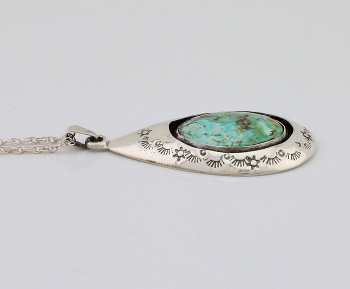 Navajo Royston Turquoise Necklace 925 Silver Artist Signed MC C.80's