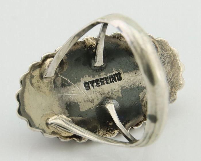Navajo Shield Ring 925 Silver Arizona Turquoise Native Artist C.80's
