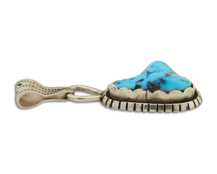 Navajo Sleeping Beauty Turquoise Pendant 925 Silver Signed Tony Guerro C.80's