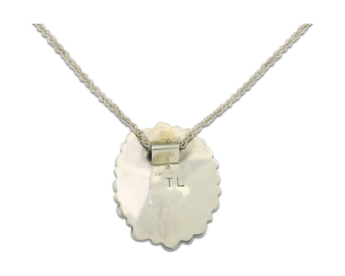Navajo Sterling Silver Necklace Authentic Turquoise Vintage Signed TL