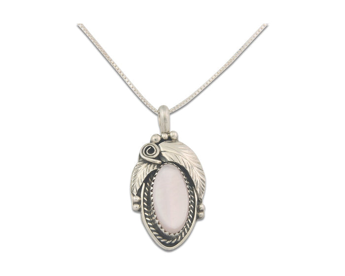 Navajo Sterling Silver Necklace Pink Muscle Authentic Vintage Sign Justin Morris