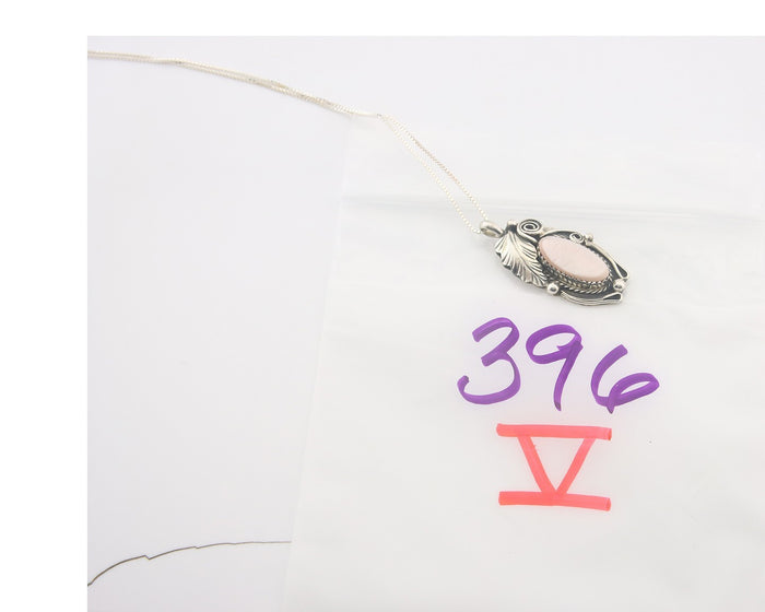 Navajo Sterling Silver Necklace Pink Muscle Authentic Vintage Sign Justin Morris