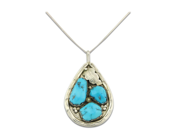 Navajo Sterling Silver Necklace Turquoise Authentic Vintage Signed A. Penketewa