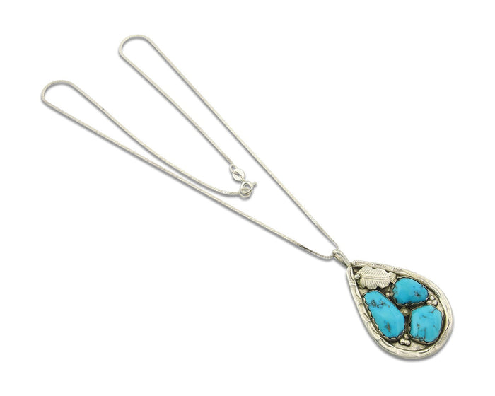 Navajo Sterling Silver Necklace Turquoise Authentic Vintage Signed A. Penketewa