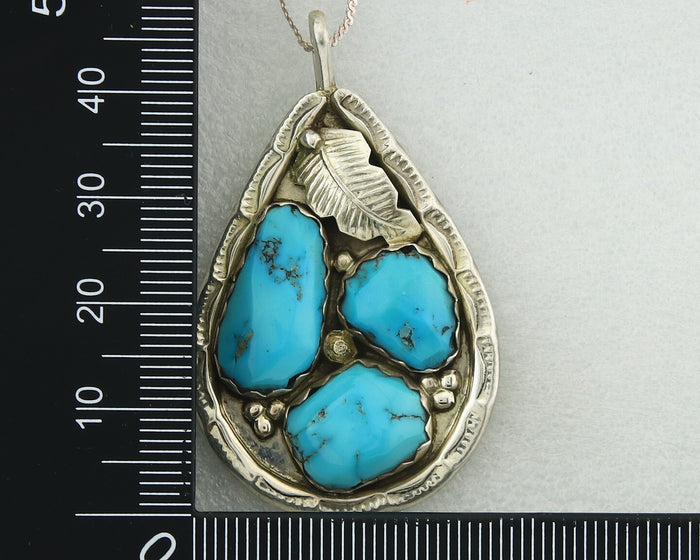 Navajo Sterling Silver Necklace Turquoise Authentic Vintage Signed A. Penketewa