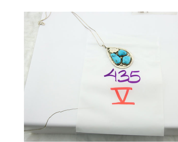 Navajo Sterling Silver Necklace Turquoise Authentic Vintage Signed A. Penketewa