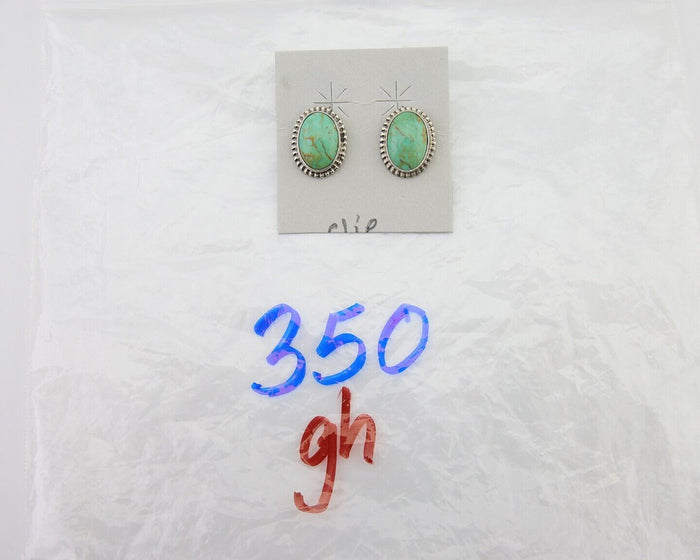 Navajo Stud Earrings 925 Silver Natural Turquoise Artist Signed M C.80's