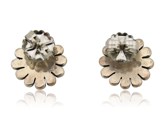 Navajo Tiwa Sun Earrings 925 Silver Native American Artist C.80's