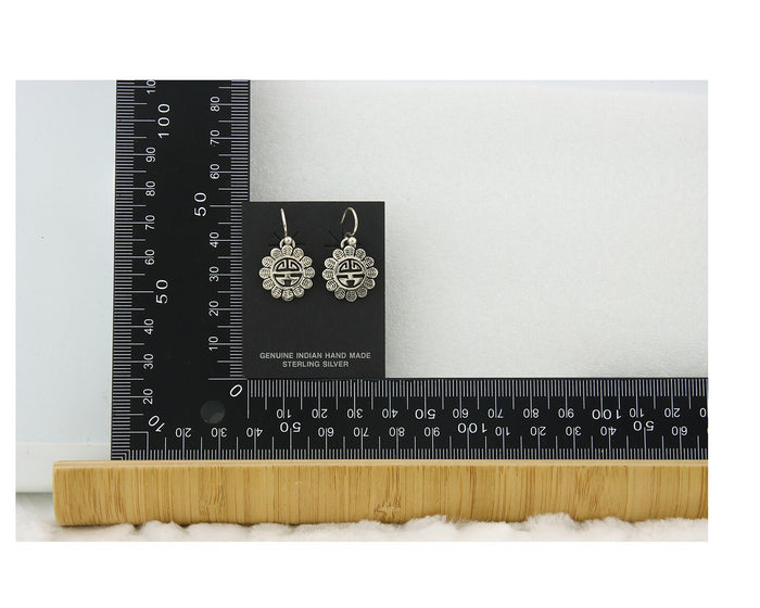 Navajo Tiwa Sun Earrings Sterling Silver Dangle Vintage Authentic