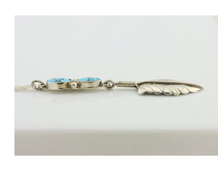 Navajo Turquoise Necklace 925 Silver Artist Signed M Montoya C.80's