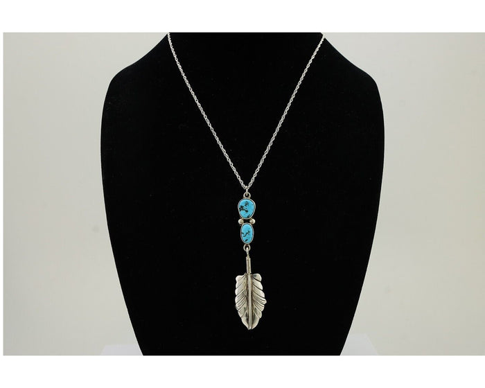 Navajo Turquoise Necklace 925 Silver Artist Signed M Montoya C.80's