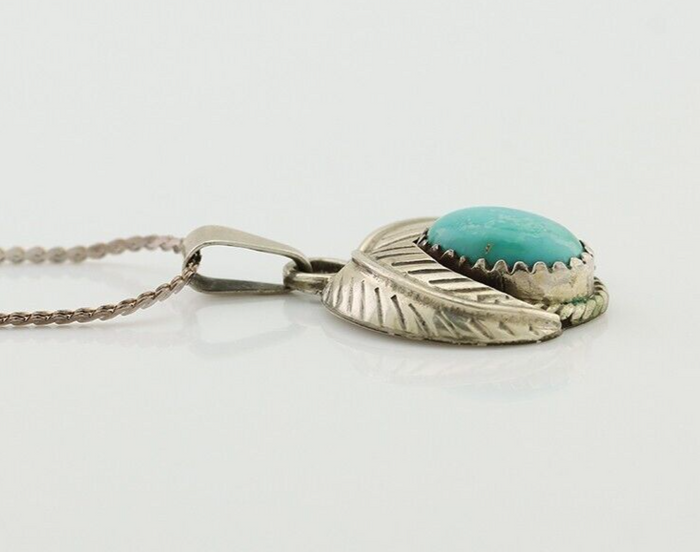 Navajo Turquoise Necklace 925 Silver Native American Artist C.80's