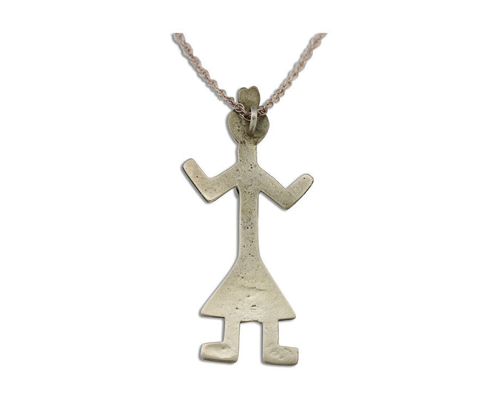 Navajo Turquoise Necklace 925 Silver Sand Cast Dancer C.80's
