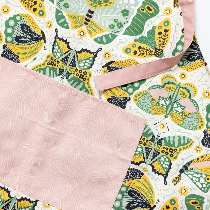Apron - Gingiber floral apron with adjustable neck strap, large pocket, cotton canvas, 29" L x 26" W, tie back, 100% cotton, imported