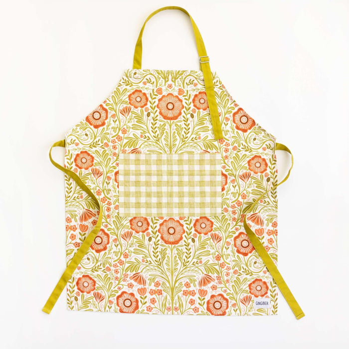 apron with poppy flower design