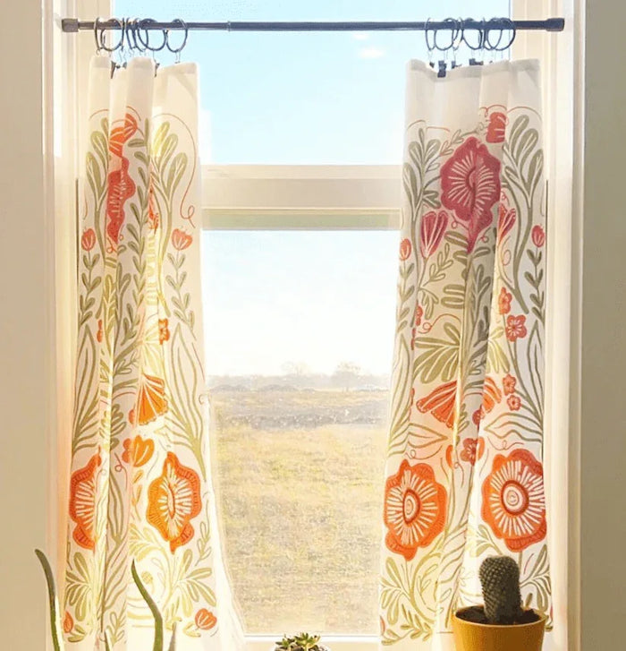set of two tea towels with floral illustrations