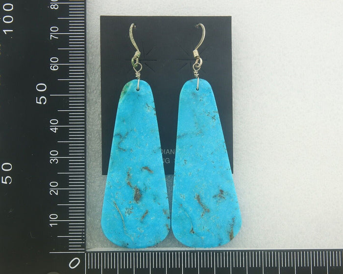 Santo Domingo Earrings 925 Silver Natural Turquoise Native American Artist C80s