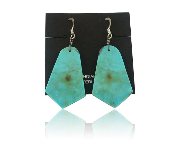 Santo Domingo Earrings Sterling Silver Natural Turquoise Vintage Authentic