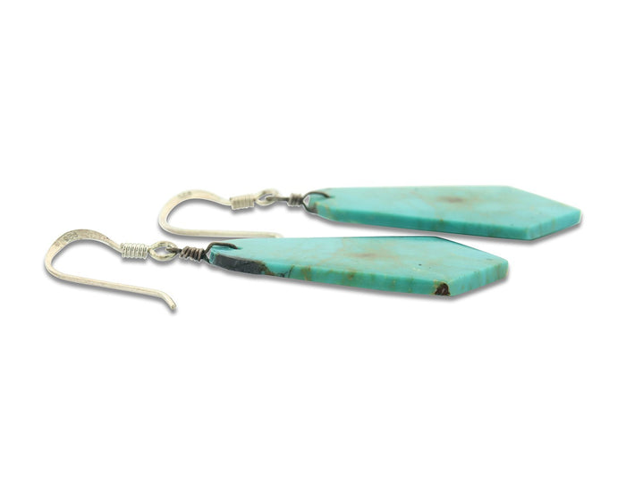 Santo Domingo Earrings Sterling Silver Natural Turquoise Vintage Authentic