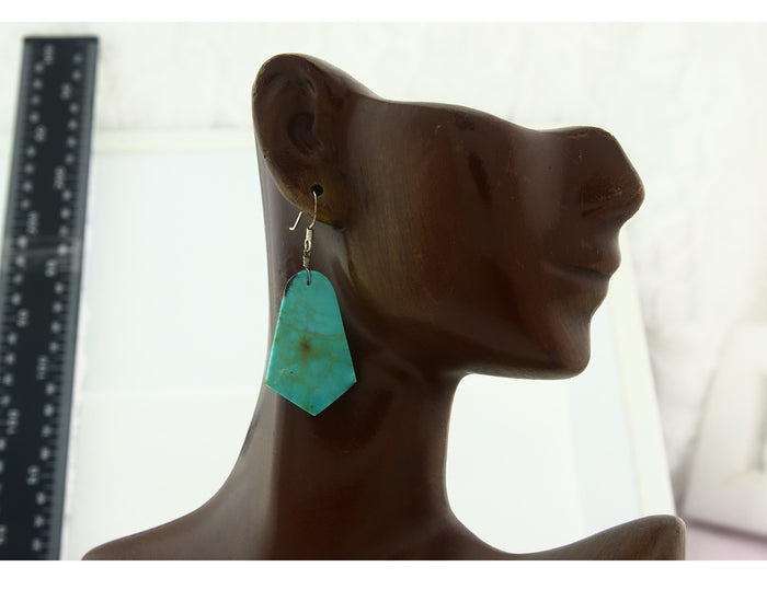 Santo Domingo Earrings Sterling Silver Natural Turquoise Vintage Authentic
