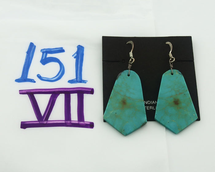 Santo Domingo Earrings Sterling Silver Natural Turquoise Vintage Authentic