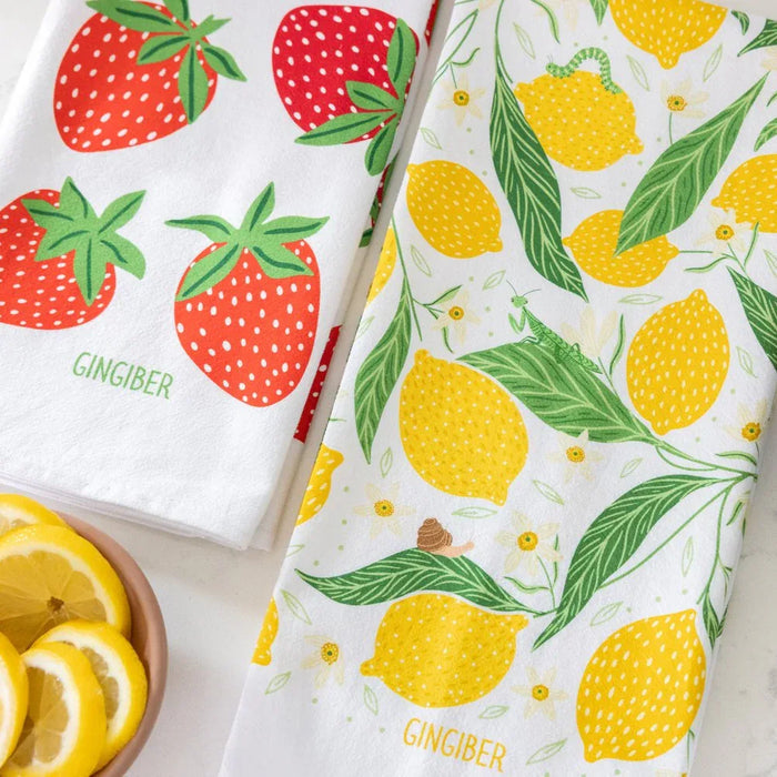 tea towels with illustrated fruit designs