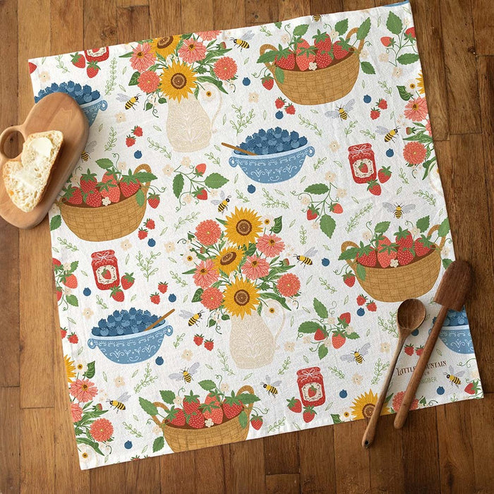 Summer Berry Garden Tea Towel