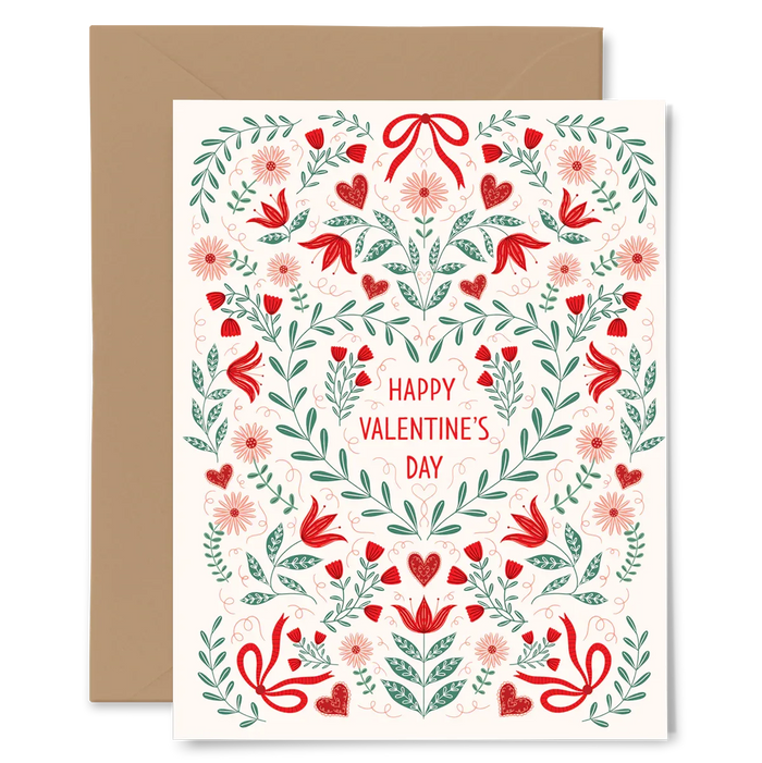 Sweetheart Card - hand-illustrated Gingiber greeting card for Valentine’s Day with kraft envelope, USA design, blank inside
