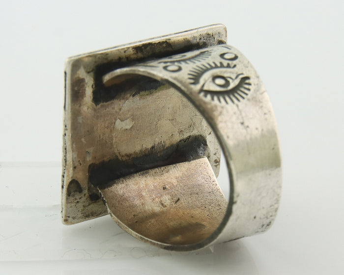 Traditional Navajo Ring Sterling Silver Authentic Turquoise Handmade Size 11