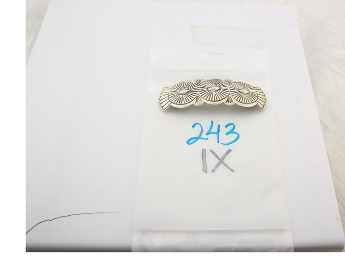 Vintage Navajo Barrette 925 Sterling Silver Hand Stamped Authentic Native Artist