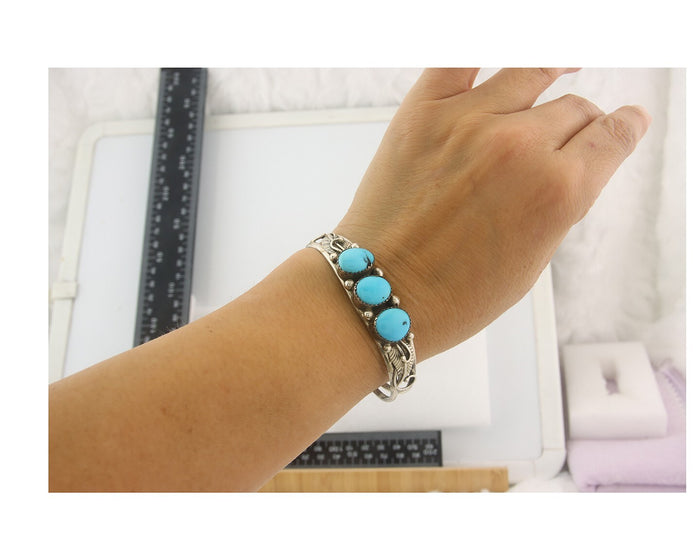 Vintage Navajo Bracelet 925 Silver Turquoise Traditional Handmade Authentic
