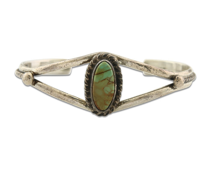 Vintage Navajo Bracelet 925 Silver Turquoise Tranditional Handmade Signed Gecko