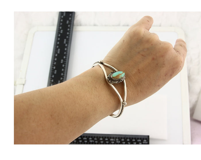 Vintage Navajo Bracelet 925 Silver Turquoise Tranditional Handmade Signed Gecko