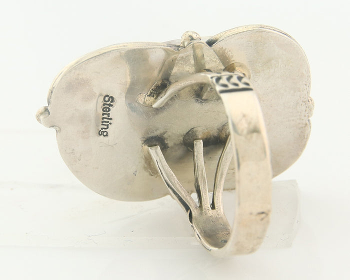 Vintage Navajo Ring 925 Sterling Authentic Traditional Turquoise Size 7.5