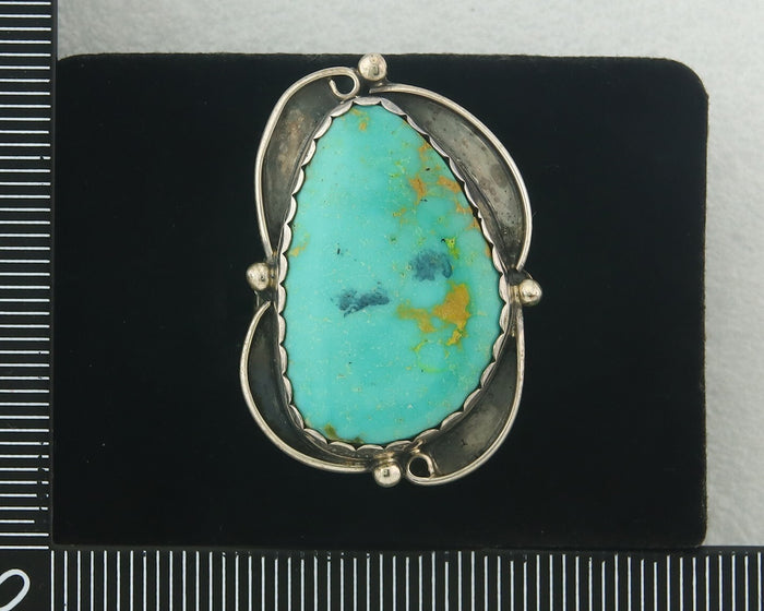 Vintage Navajo Ring 925 Sterling Authentic Traditional Turquoise Size 7.5