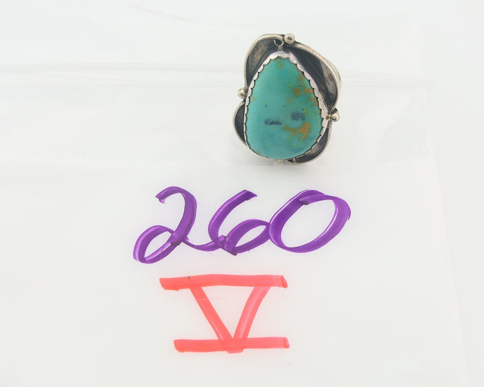 Vintage Navajo Ring 925 Sterling Authentic Traditional Turquoise Size 7.5
