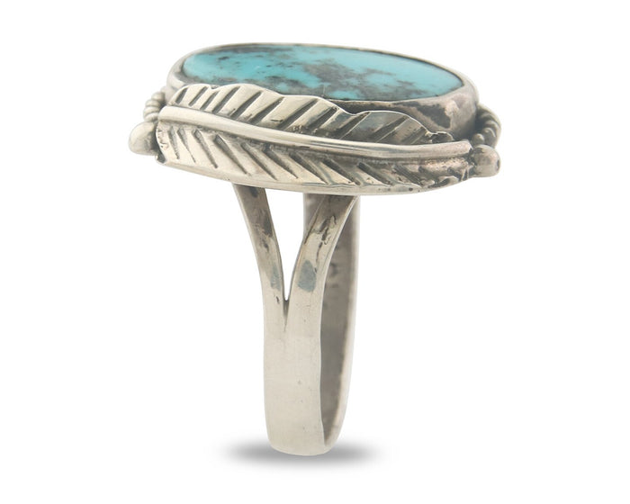 Vintage Navajo Ring 925 Sterling Authentic Traditional Turquoise Size 8.25