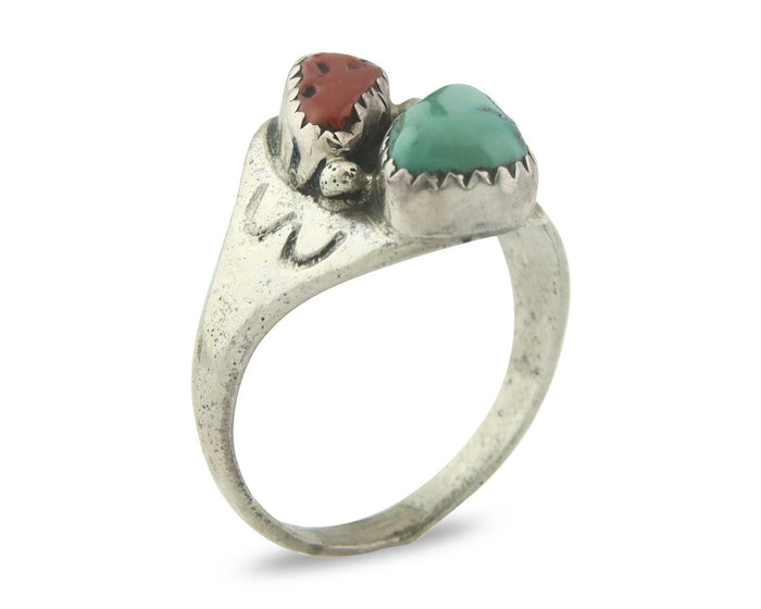 Vintage Navajo Ring 925 Sterling Silver Natural Gemstone Authentic Size 7.25