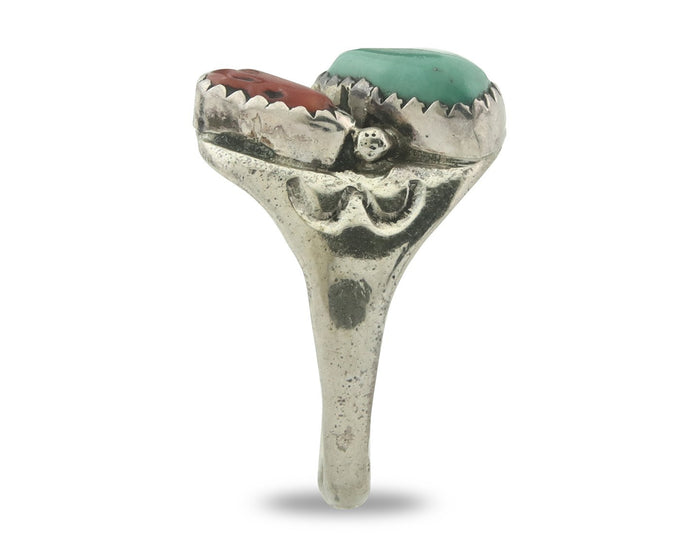 Vintage Navajo Ring 925 Sterling Silver Natural Gemstone Authentic Size 7.25