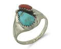 Vintage Navajo Ring 925 Sterling Silver Natural Gemstone Authentic Size 8.25