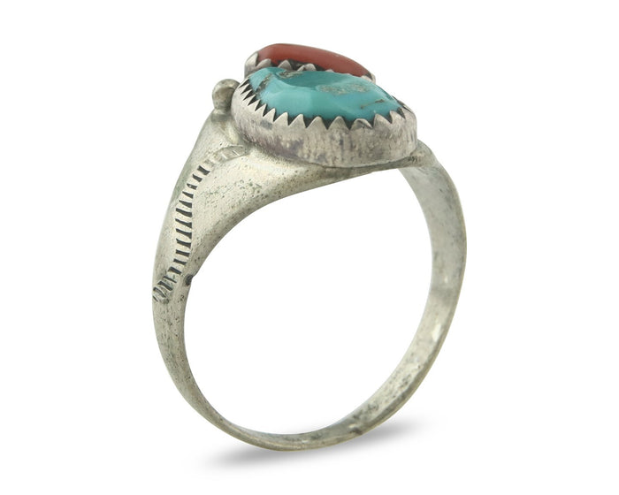 Vintage Navajo Ring 925 Sterling Silver Natural Gemstone Authentic Size 8.25