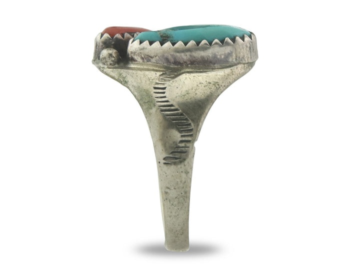 Vintage Navajo Ring 925 Sterling Silver Natural Gemstone Authentic Size 8.25